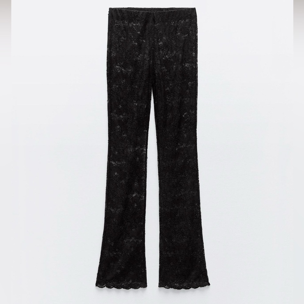 NWOT Zara Lace Leggings Semi-Sheer Black XS